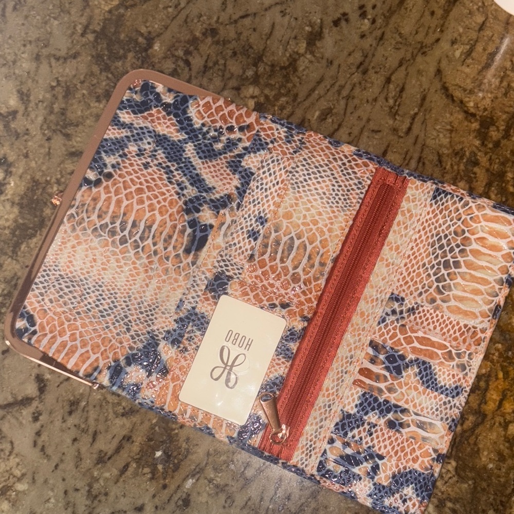 HOBO Orange and Blue Wallet with Snakeskin Pattern - Picture 3 of 5